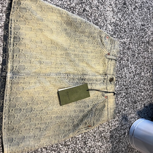 Gucci Dresses & Skirts - Gucci GG Jacquard Monogram Light Blue Denim Sandy Washed Mini Skirt Size IT38